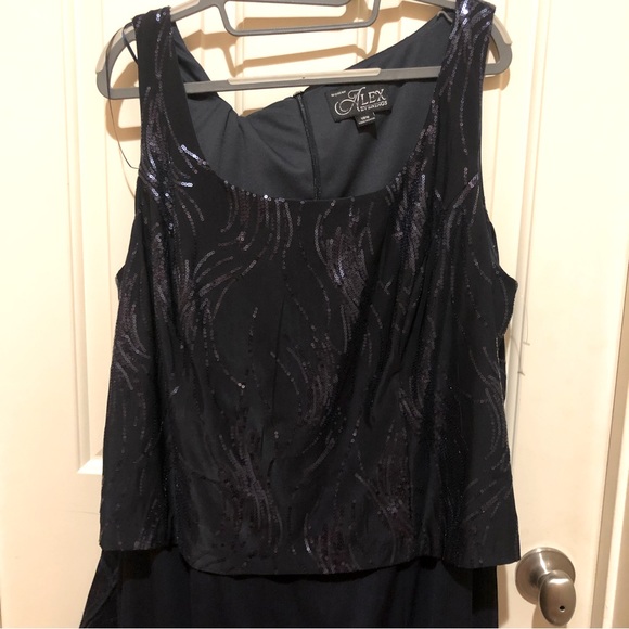 NWT/ NWOT Alex Evenings Tea Length Firework Sequin Jacket Dress Navy - Picture 12 of 16